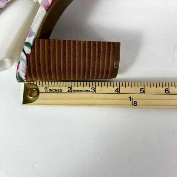 🟣 Liz Claiborne Size 8.5 Floral Block Heel Open Toe Sandals - Picture 6 of 8